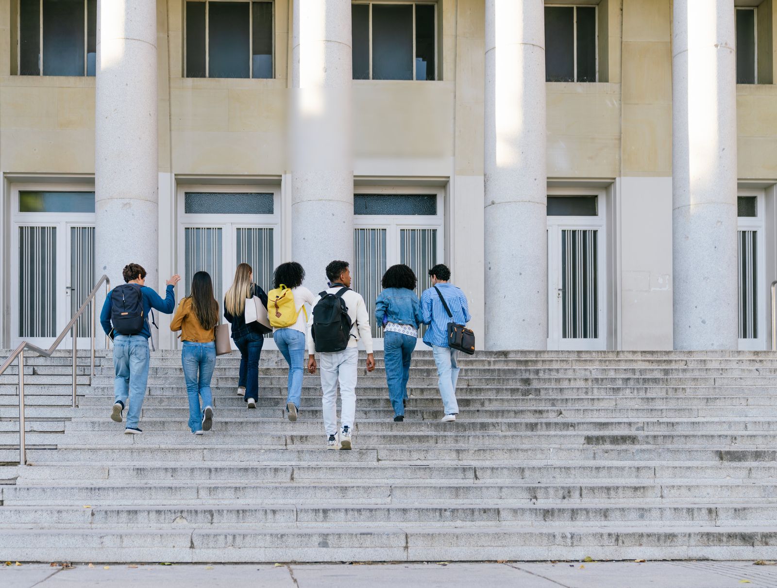 Students walking together across a university campus